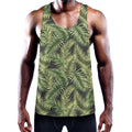 Green Tropical Palm Leaf Pattern Print Men's Workout Tank Top