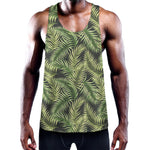 Green Tropical Palm Leaf Pattern Print Training Tank Top