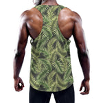 Green Tropical Palm Leaf Pattern Print Training Tank Top