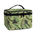 Green Tropical Palm Leaf Pattern Print Travel Makeup Bag
