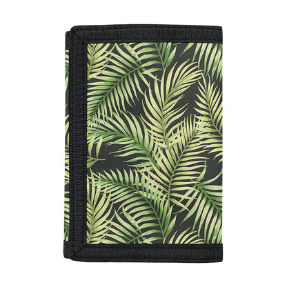 Green Tropical Palm Leaf Pattern Print Trifold Wallet