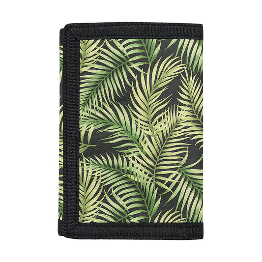Green Tropical Palm Leaf Pattern Print Trifold Wallet