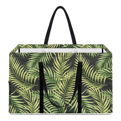 Green Tropical Palm Leaf Pattern Print Utility Tote Bag
