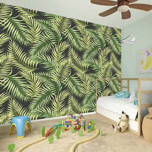 Green Tropical Palm Leaf Pattern Print Wall Sticker