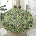 Green Tropical Palm Leaf Pattern Print Waterproof Round Tablecloth