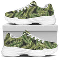 Green Tropical Palm Leaf Pattern Print White Chunky Shoes