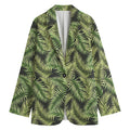 Green Tropical Palm Leaf Pattern Print Women's Blazer