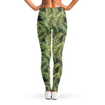 Green Tropical Palm Leaf Pattern Print Women's Leggings