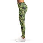 Green Tropical Palm Leaf Pattern Print Women's Leggings