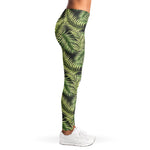 Green Tropical Palm Leaf Pattern Print Women's Leggings