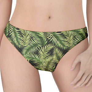 Green Tropical Palm Leaf Pattern Print Women's Thong