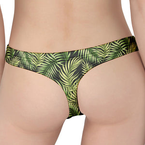 Green Tropical Palm Leaf Pattern Print Women's Thong