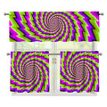 Green Twisted Moving Optical Illusion 3 Piece Kitchen Curtains