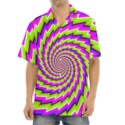 Green Twisted Moving Optical Illusion Aloha Shirt