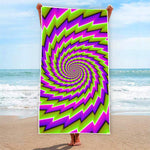 Green Twisted Moving Optical Illusion Beach Towel
