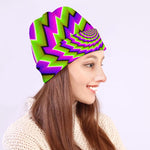 Green Twisted Moving Optical Illusion Beanie