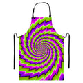 Green Twisted Moving Optical Illusion Bib Apron With Pocket