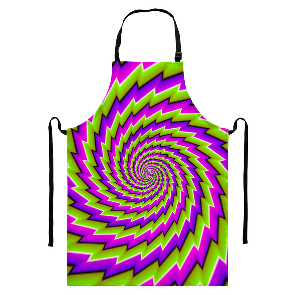 Green Twisted Moving Optical Illusion Bib Apron With Pocket