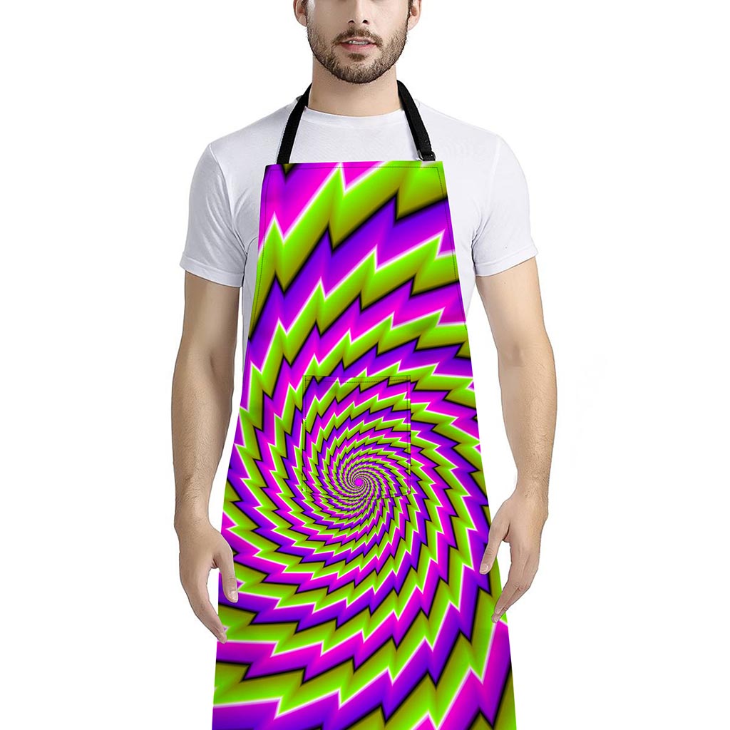 Green Twisted Moving Optical Illusion Bib Apron With Pocket