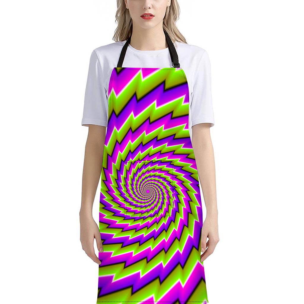 Green Twisted Moving Optical Illusion Bib Apron With Pocket