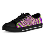 Green Twisted Moving Optical Illusion Black Low Top Sneakers