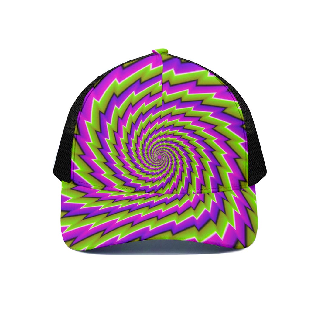 Green Twisted Moving Optical Illusion Black Mesh Trucker Cap