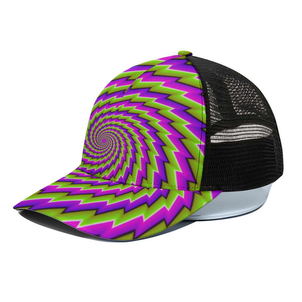 Green Twisted Moving Optical Illusion Black Mesh Trucker Cap