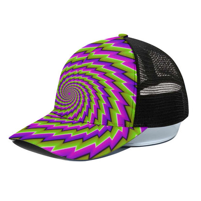 Green Twisted Moving Optical Illusion Black Mesh Trucker Cap