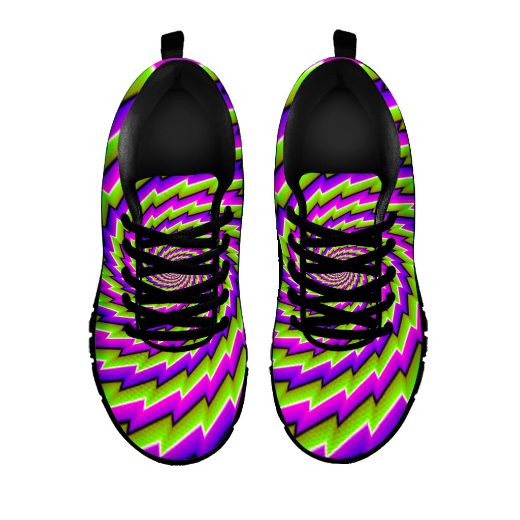 Green Twisted Moving Optical Illusion Black Running Shoes