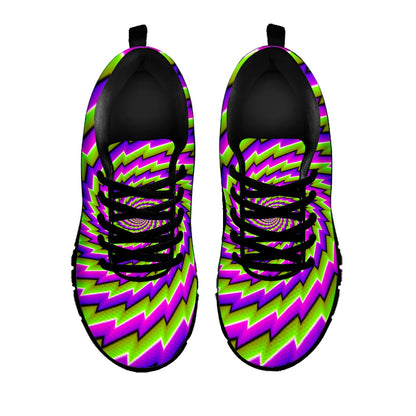 Green Twisted Moving Optical Illusion Black Running Shoes
