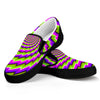 Green Twisted Moving Optical Illusion Black Slip On Sneakers