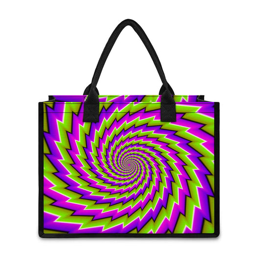 Green Twisted Moving Optical Illusion Canvas Tote Bag