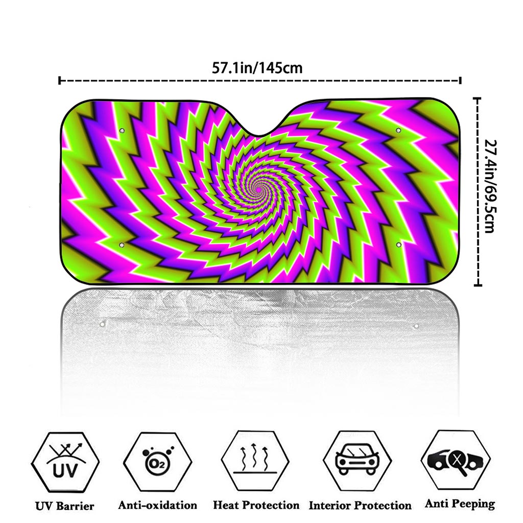 Green Twisted Moving Optical Illusion Car Windshield Sun Shade