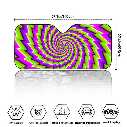 Green Twisted Moving Optical Illusion Car Windshield Sun Shade