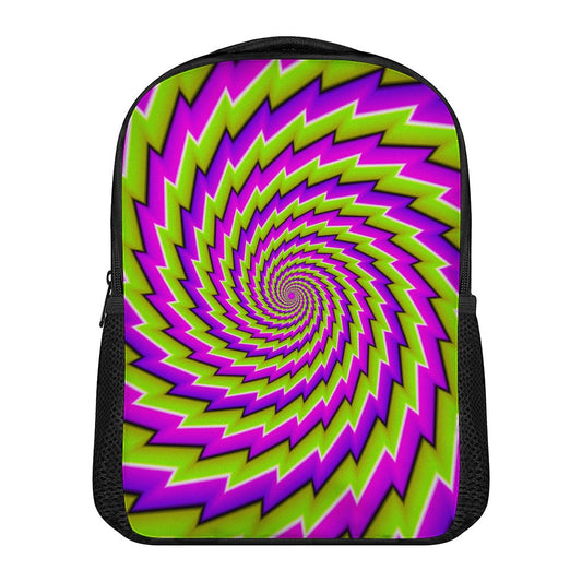 Green Twisted Moving Optical Illusion Casual Backpack