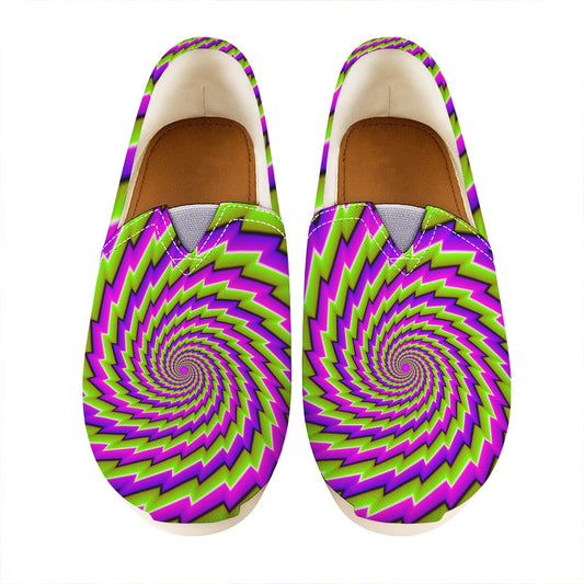Green Twisted Moving Optical Illusion Casual Shoes