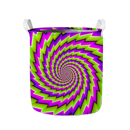 Green Twisted Moving Optical Illusion Collapsible Laundry Basket