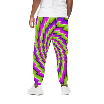 Green Twisted Moving Optical Illusion Cotton Pants
