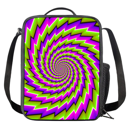 Green Twisted Moving Optical Illusion Crossbody Lunch Bag