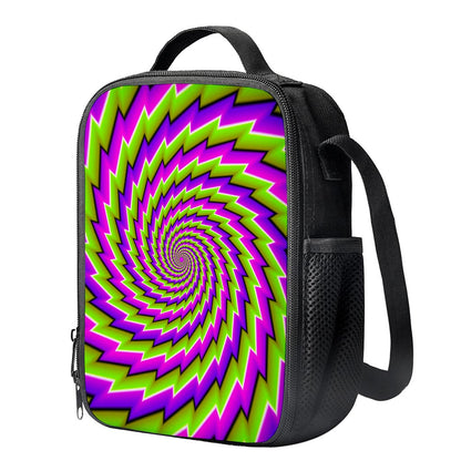 Green Twisted Moving Optical Illusion Crossbody Lunch Bag