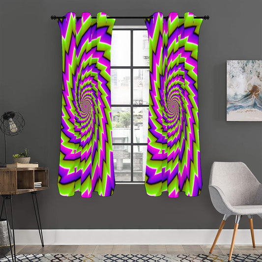 Green Twisted Moving Optical Illusion Curtain