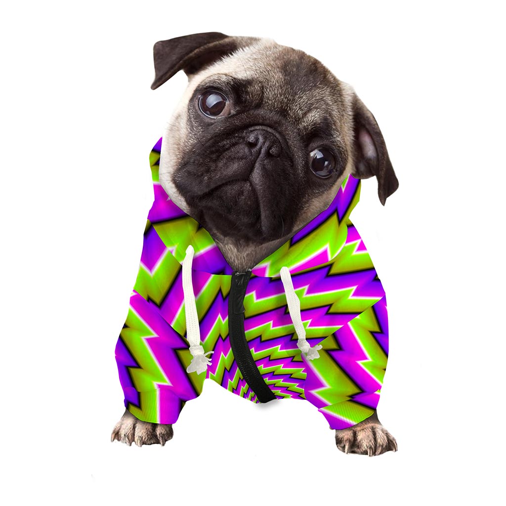 Green Twisted Moving Optical Illusion Dog Zip Up Hoodie