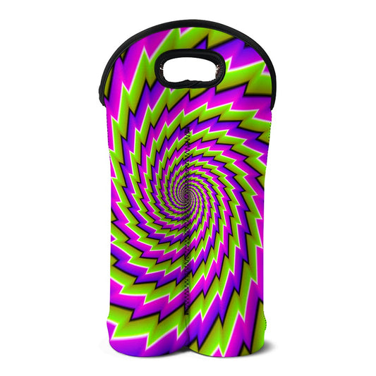 Green Twisted Moving Optical Illusion Double Neoprene Wine Tote
