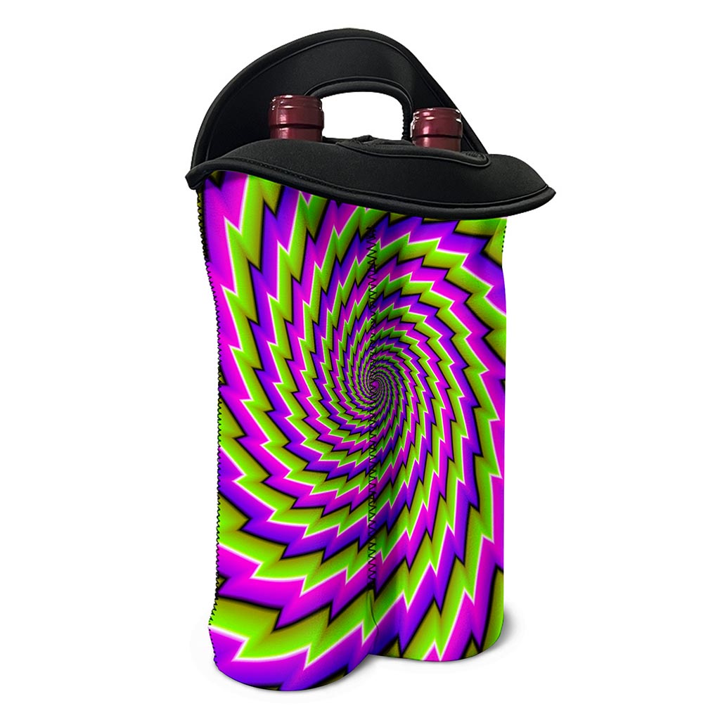 Green Twisted Moving Optical Illusion Double Neoprene Wine Tote