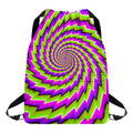 Green Twisted Moving Optical Illusion Drawstring Backpack