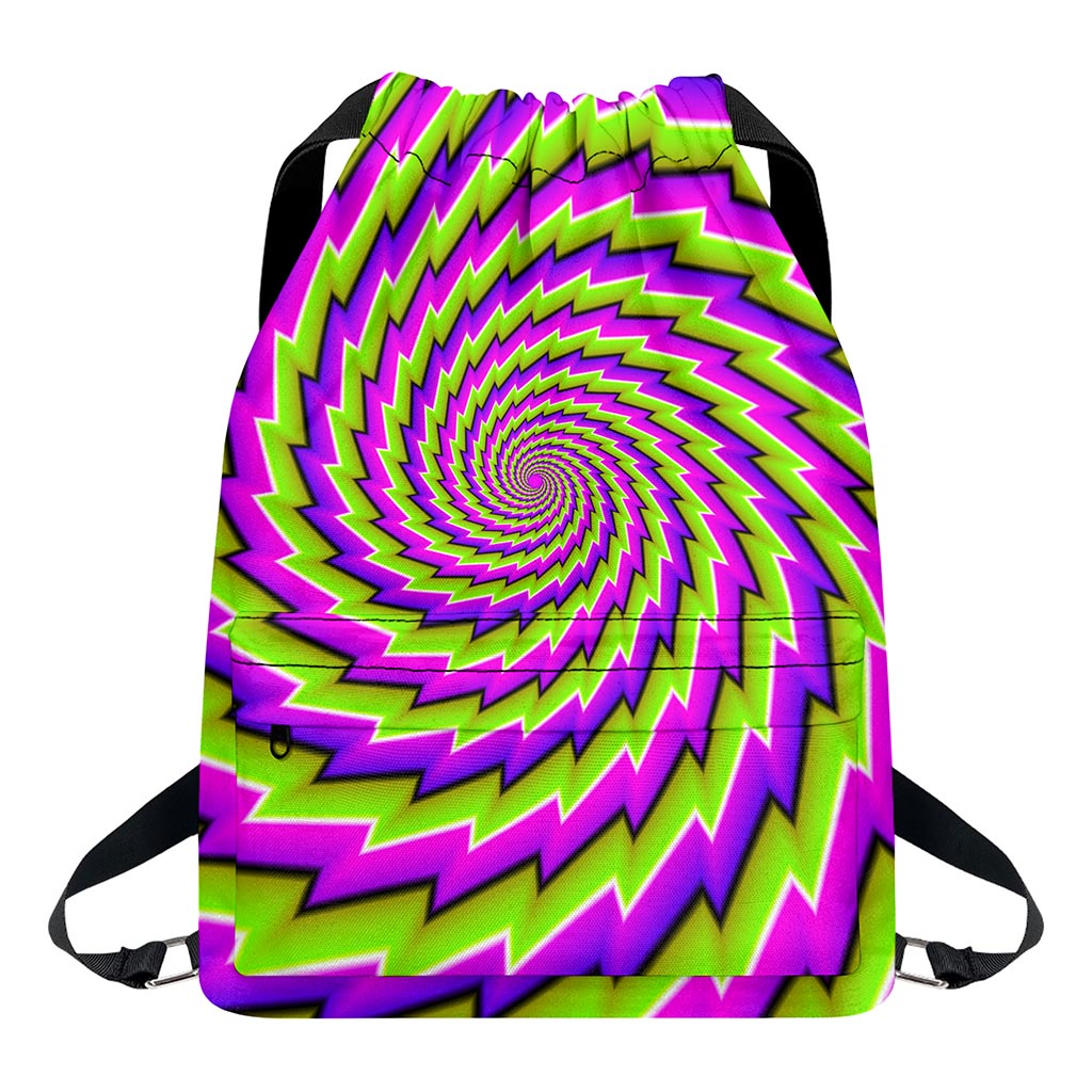 Green Twisted Moving Optical Illusion Drawstring Backpack