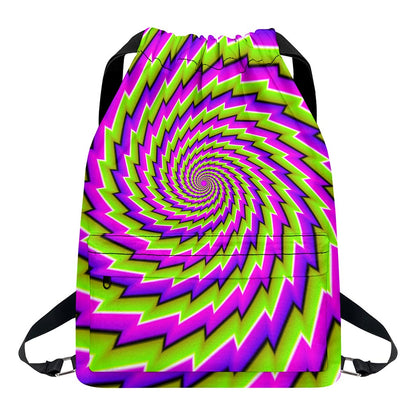 Green Twisted Moving Optical Illusion Drawstring Backpack