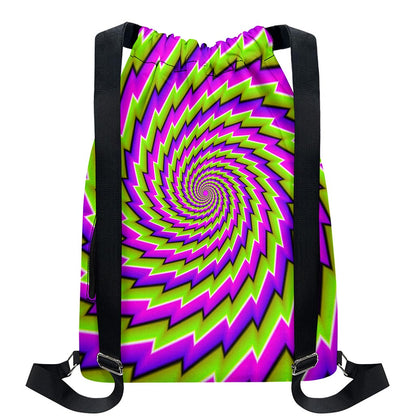 Green Twisted Moving Optical Illusion Drawstring Backpack