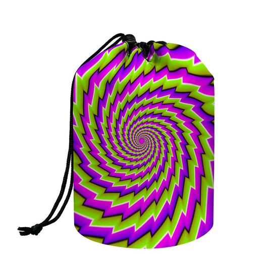 Green Twisted Moving Optical Illusion Drawstring Makeup Bag