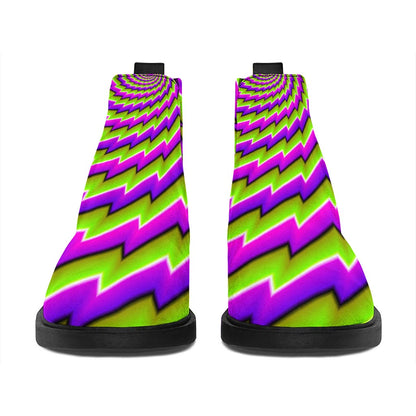 Green Twisted Moving Optical Illusion Flat Ankle Boots
